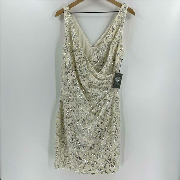 Vince Camuto ivory lace sparkle cocktail dress - Picture 2 of 3